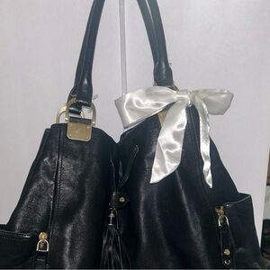 Cole Haan Elegant Black Leather Tote Bag